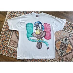 Vintage Graffiti Spray Paint Style Single Stitch Mexico Flag Shirt